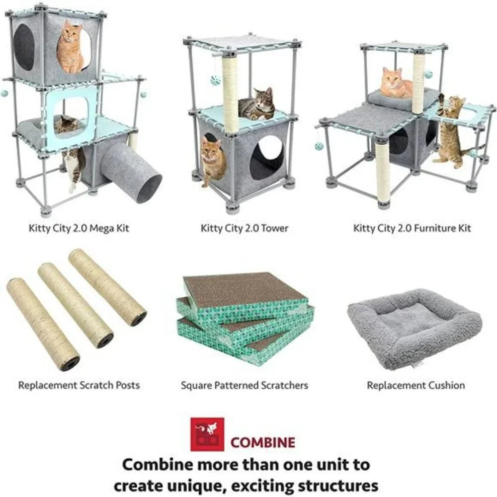 Kitty City Claw Mega Kit 2.0 Furniture, Cat Scratch, Sisal Replacement, Black